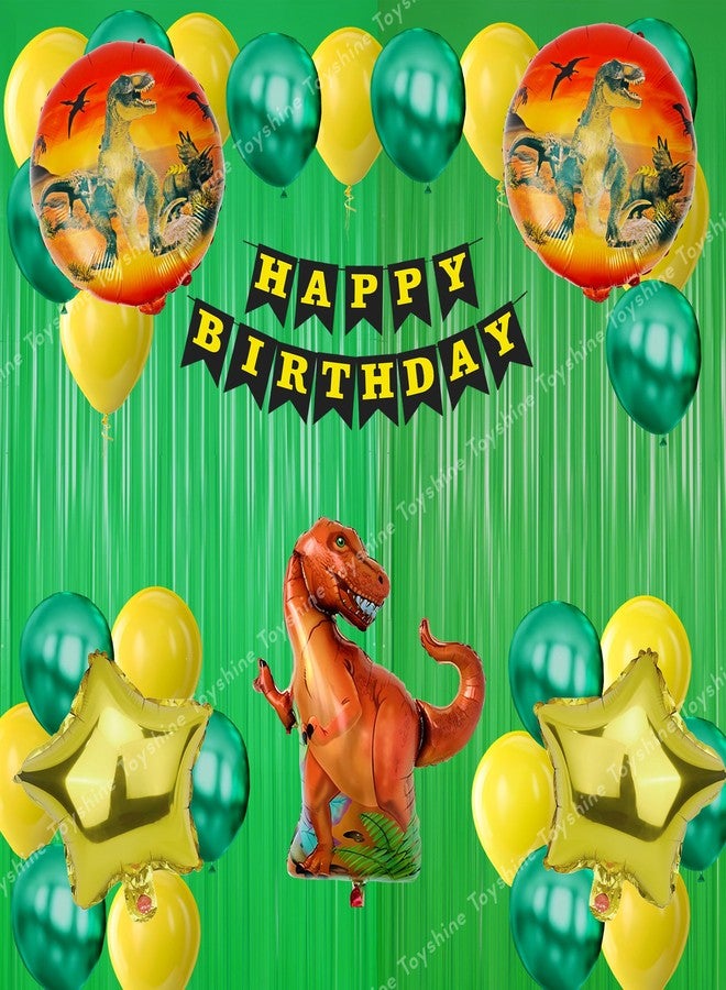Toyshine Pack of 61 Happy Birthday Dinosaur Party Decoration Foil Balloon Set Combo for Kids Birthday, Chiller Party, Theme Party Decoration Items - Brown - Image 1
